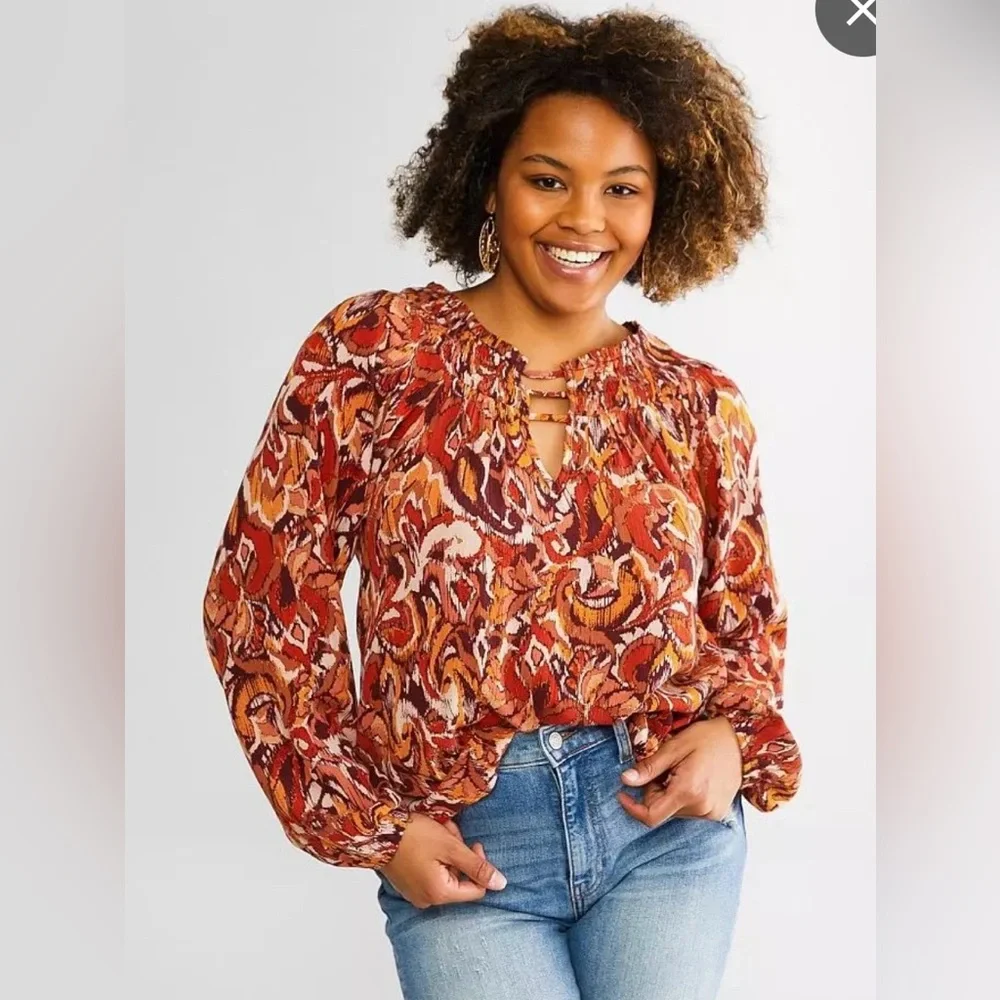 Buckle Black Women's Multicolor Patterned Blouse - Picture 1 of 6